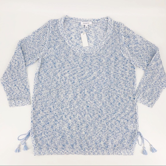 NWT Talbots Blue Mesh Side Tie Sweater Small - Picture 4 of 8